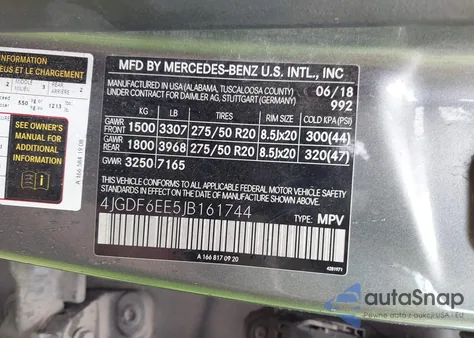 2018 Mercedes-Benz Gls 450 4Matic z USA, uszkodzony, nr VIN 4JGDF6EE5JB161744